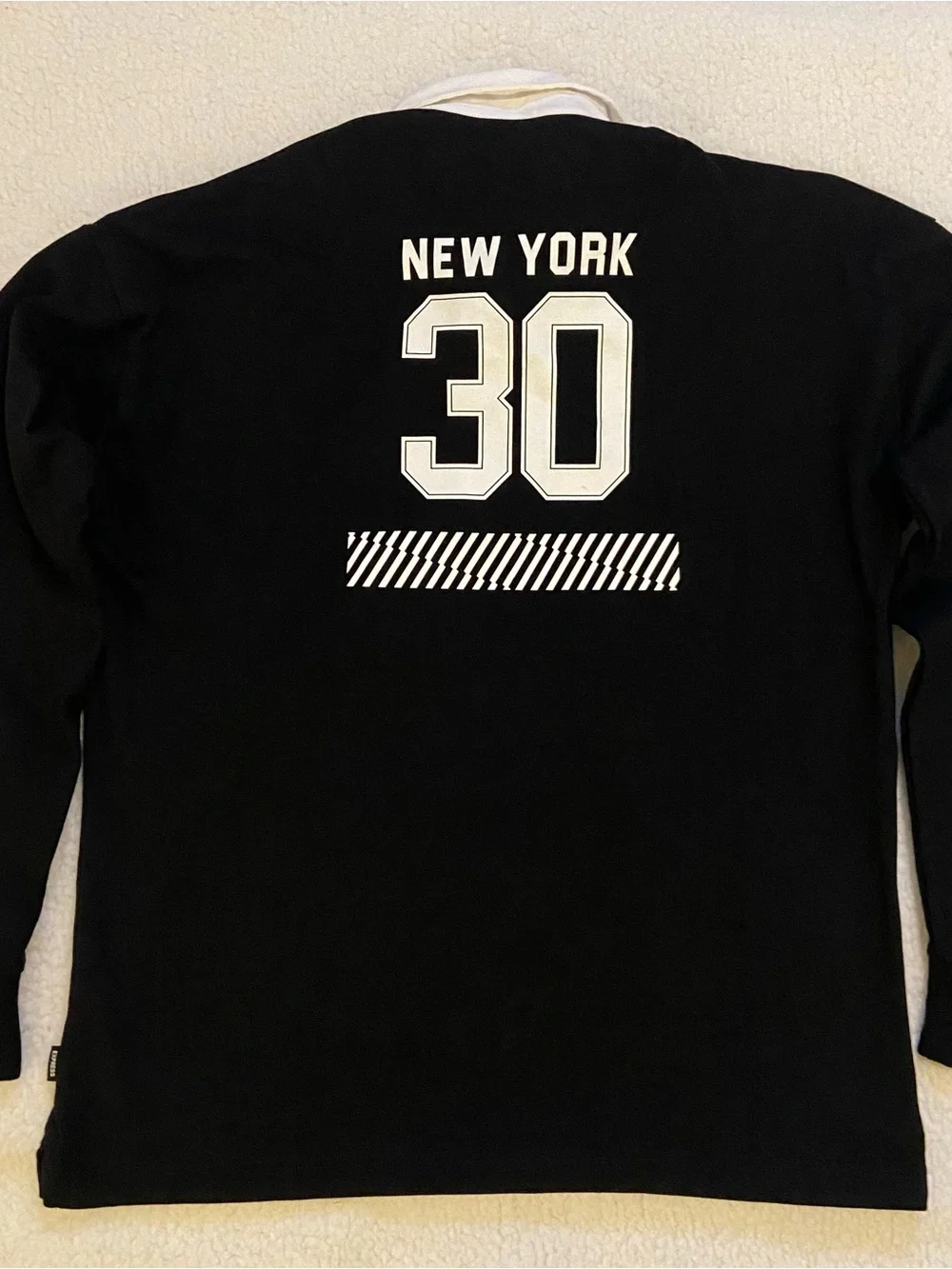 Express Rugby Polo Shirt Black New York Mens Size L Long Sleeve Heavy Weight New